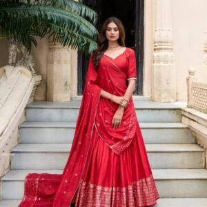 Royal Red Ethnic Lehenga Choli Set for Women