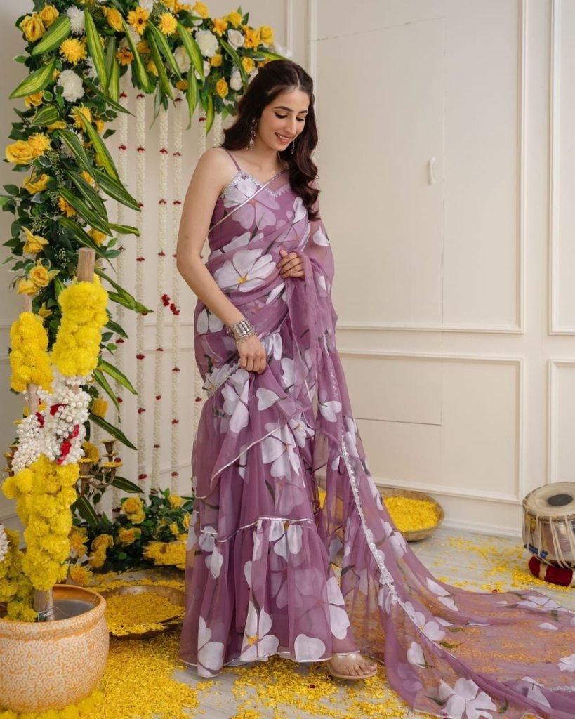 ruffle ready to wear saree wit 1732883455 Ruffle Ready To Wear Saree With Readymade Blouse