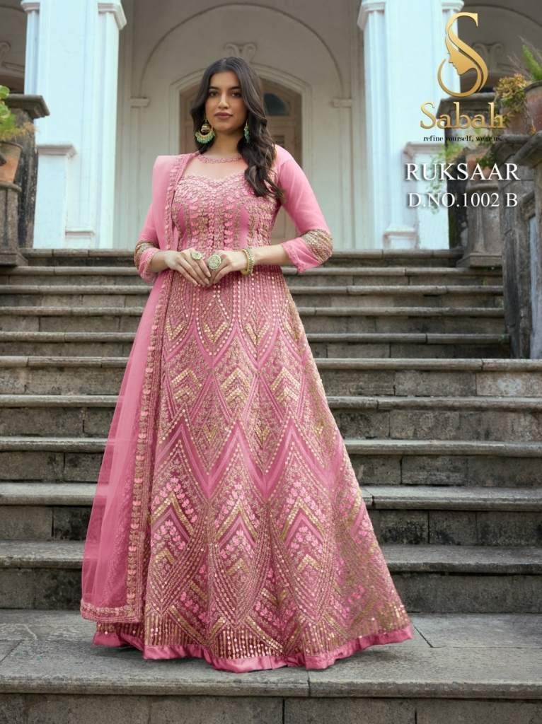 sabah ruksaar 1002 b pink heav 1713259375 Sabah Ruksaar 1002 B Pink Heavy Butterfly Net Gown
