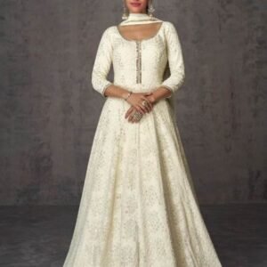 Sayuri Designer Ameena NX 5358 Heavy Long White Gown