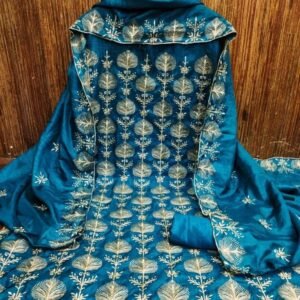 Sea Blue Vichitra Silk Unstitched Salwar Suit Set