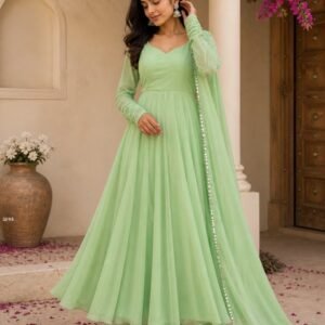 Sea Green Georgette Anarkali Suit Set