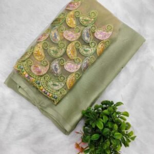 Sea Green Wedding Wear Chiffon Saree With Blouse