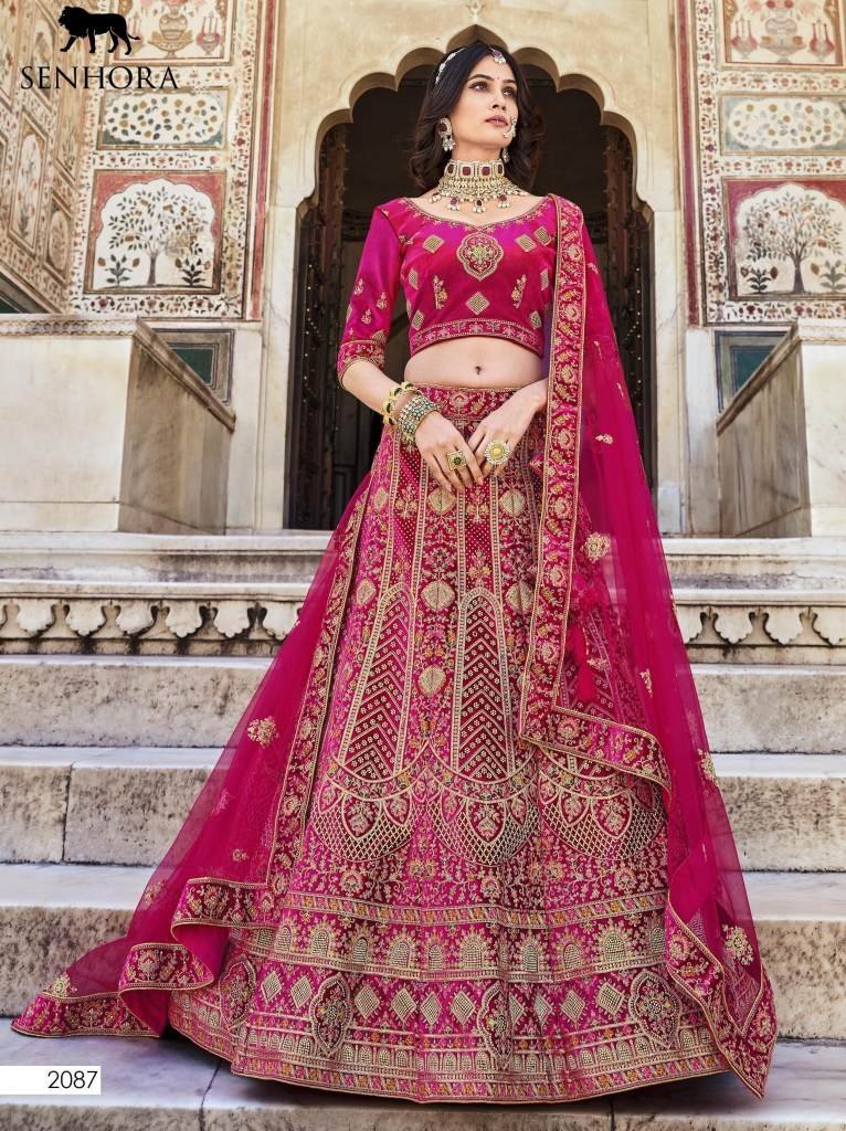 senhora bridal look 2088 rama 1712224324 Senhora Bridal Look 2088 Rama Semi Stitch Velvet Lehenga