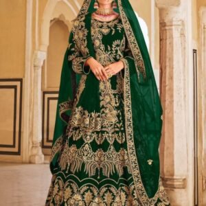 Senhora Vedanshi 3010C Indian Wedding Green Velvet Bridal Lehenga