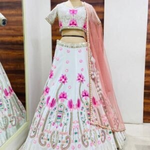 Sequence Pearl Work Malai Silk Lehenga Choli With 35 Meter Flair