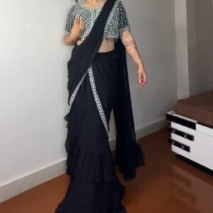 Sequence Work Black Ready To Wear Saree
