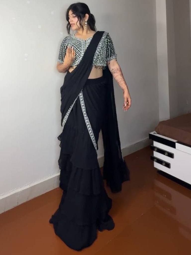 sequence work black ready to w 1737801549 Sequence Work Black Ready To Wear Saree