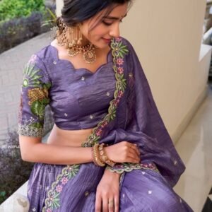 Sequins Work Purple Colour Lehenga Choli With Dupatta