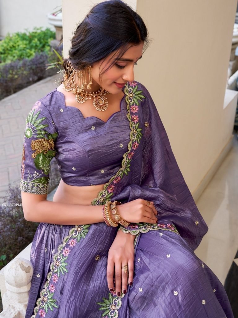 sequins work purple colour leh 1747737525 Sequins Work Purple Colour Lehenga Choli With Dupatta