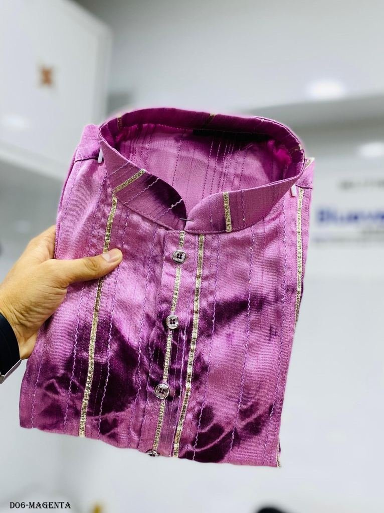 shibori patterned silk magenta 1717665668 Shibori Patterned Silk Magenta Color Kurta with Crochet Design