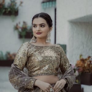 Shiny Sequence Lehenga Set with Zari Work