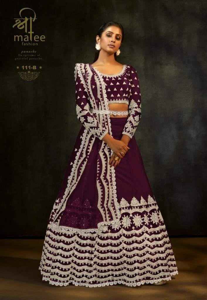 shreematee breeze 111 embroide 1711791545 Shreematee Breeze 111 Embroidered with Sequence Thread Work Lehenga