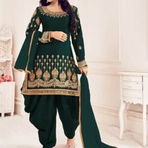 Shreematee Fashion Presents Real Mirror Work Green Patiala Suit 8003