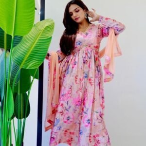 SIFRA Chinon Soft With Digital Lily party wear Aliya cut Dresses Dupatta pant