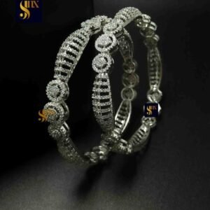 Sjnk IndoWestern Silver Ad Bangles