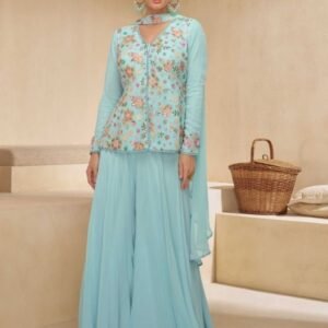 Sitara Georgette Turquoise Blue Palazzo Set