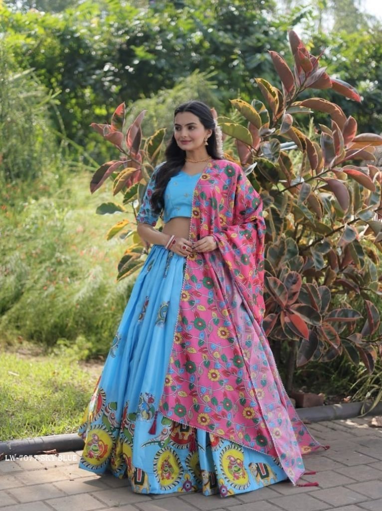 sky blue designer dola silk le 1714737596 Sky blue Designer Dola Silk Lehenga Choli With Dori Latkan