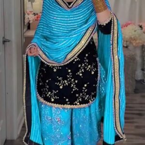 Sky blue Designer Embroidered Georgette Readymade Patiyala Salwar Suit