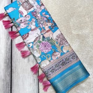 Sky Blue Exclusive Luxury Look Madhuban Printed Silk Saree