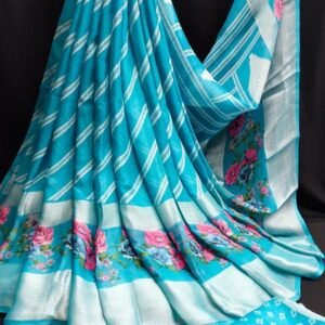 Sky Blue Pure Moss Georgette Sarees