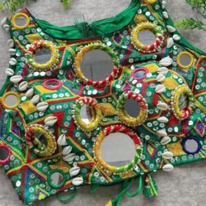 Sleeveless Blouse With Special Real Mirror Work For Navratri