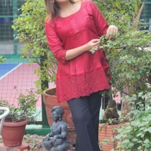 Slim Fit Red Colour Short kurti