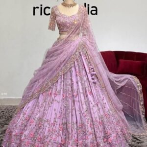 Soft Butterfly Net Lavender Sequins Embroidered Work Lehenga