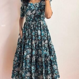 Soft Cotton Delightful Floral Print blue One Piece