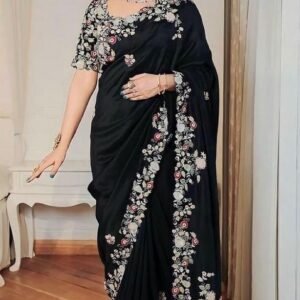 Soft Georgette Embroidered Border Fancy Saree