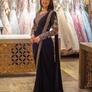 Soft Georgette With Embroidery Lace Border saree