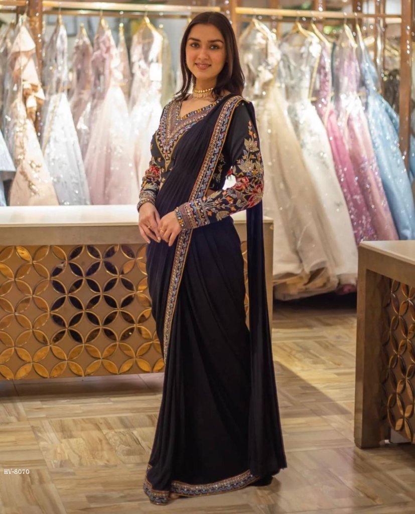 soft georgette with embroidery 1713434091 Soft Georgette With Embroidery Lace Border saree
