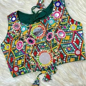 Soft Italian Dark Green Ready Made Navratri Blouse