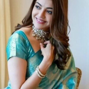 Soft Lichi Silk Sky Blue Saree With Jacquard Border