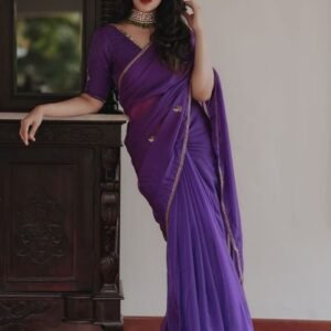 Soft Organza Purple Colour Sequence Saree