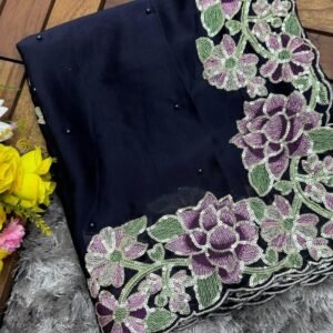 Black Soft Rangoli Silk Embroidery Saree