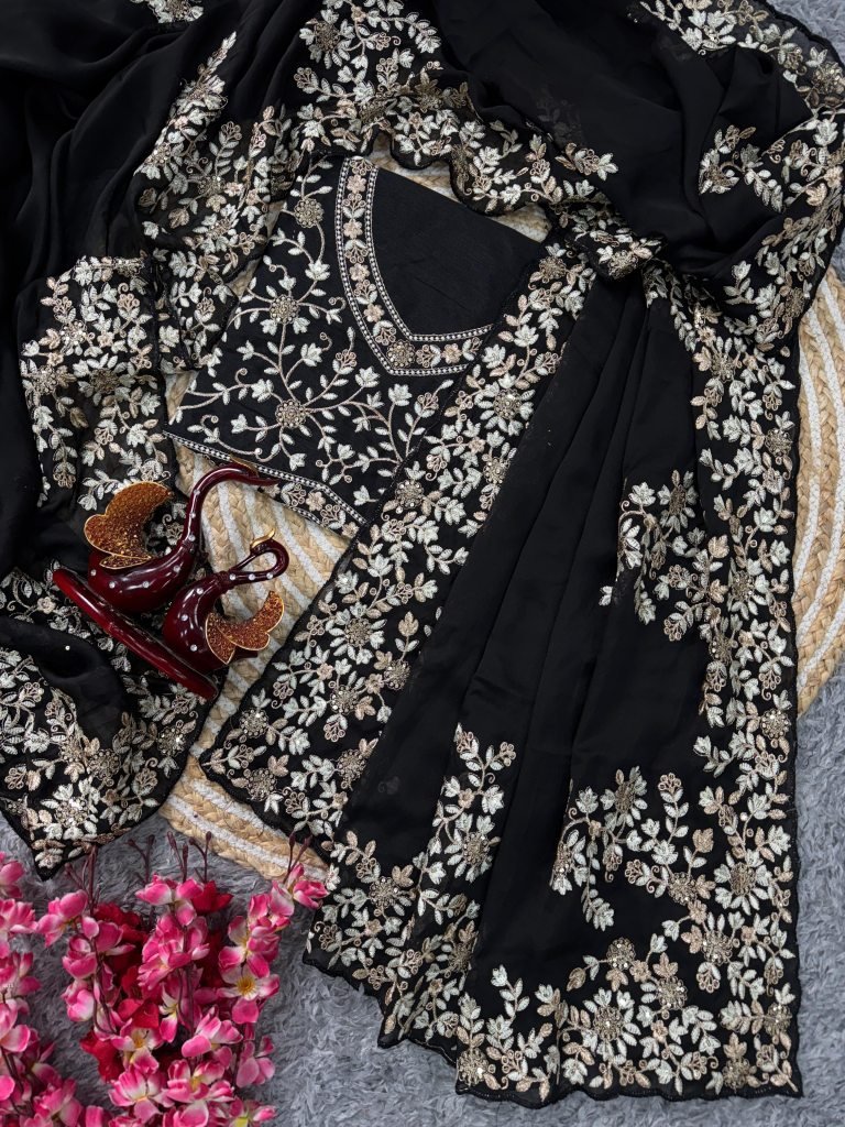 soft rangoli silk saree with s 1748430258 Soft Rangoli Silk Saree with Sequins Zari Embroidery