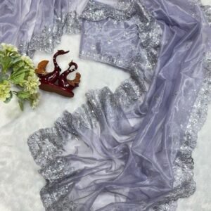 Soft Twil Net Lavender Colour Saree