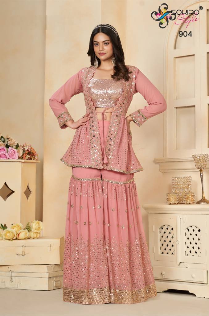 sokiro style hirwa 904 fashion 1712577161 Sokiro Style HIrwa 904 Fashionable Indo Western Top Palazzo with Shrug