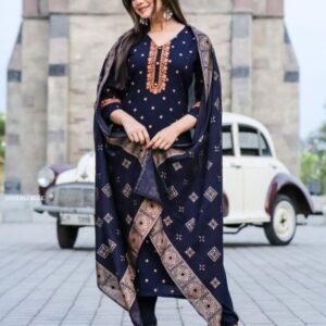 Sonkali Rayon Blue Kurti Pant Set with Chanderi Dupatta
