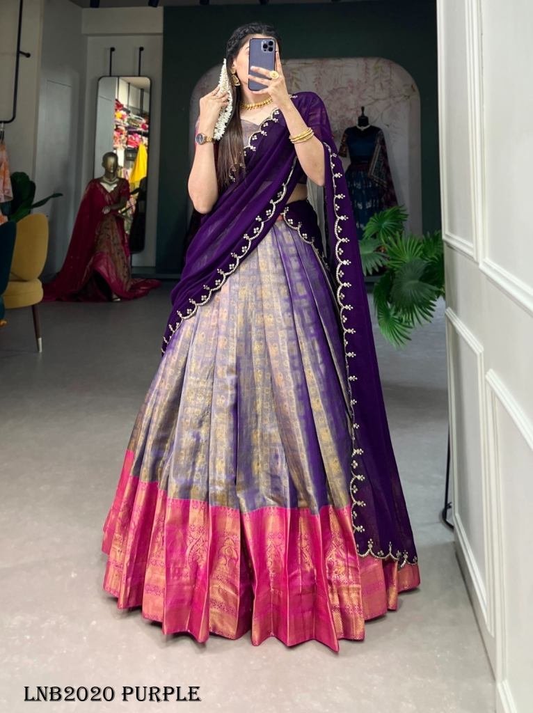 south indian kanjivaram silk p 1716976962 South Indian Kanjivaram Silk Purple Colour Lehenga