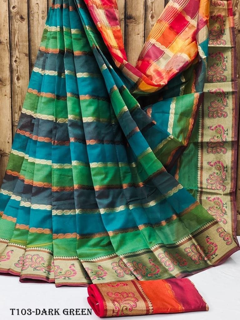 special occasion wear dark gre 1718780500 Special Occasion Wear Dark Green Silk Pathani Saree With Zari Lining