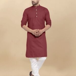 Special Plain Cotton Brown Kurta And Pyjama