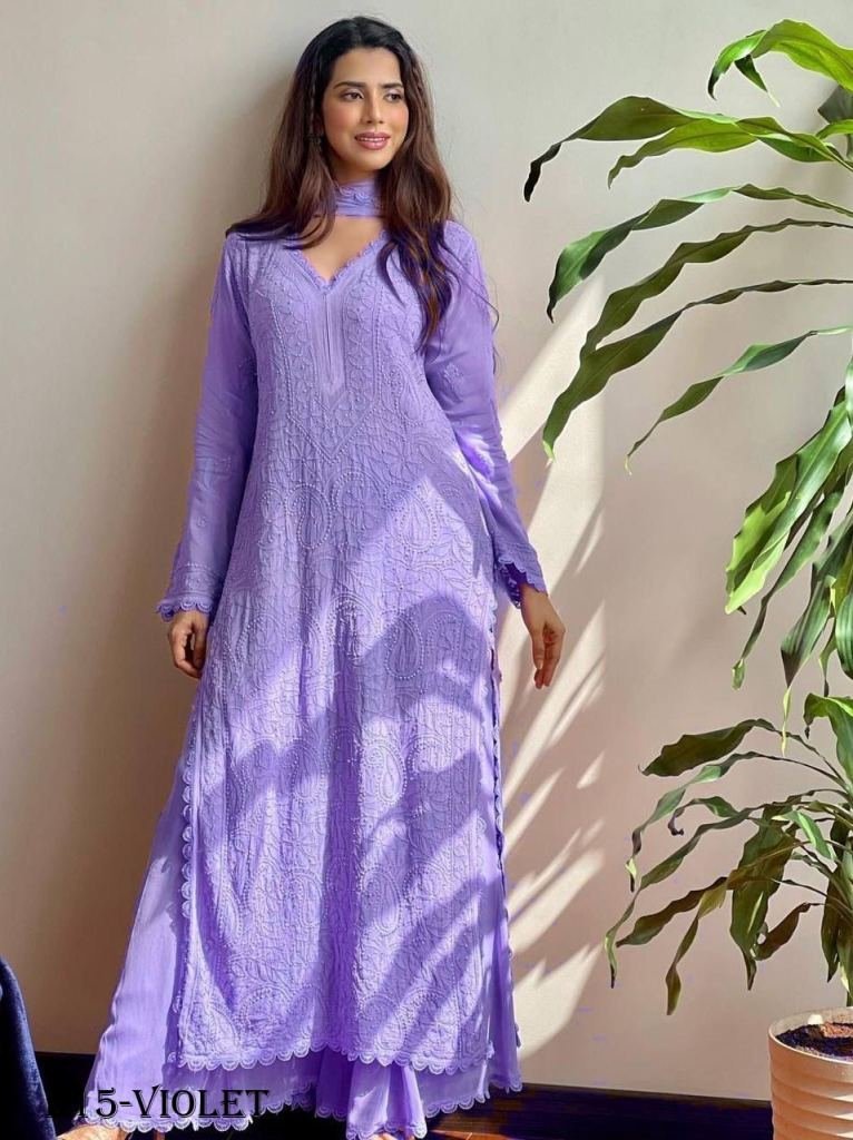 special violet color georgette 1717756656 Special Violet Color Georgette Thread Embroidery Palazzo Set