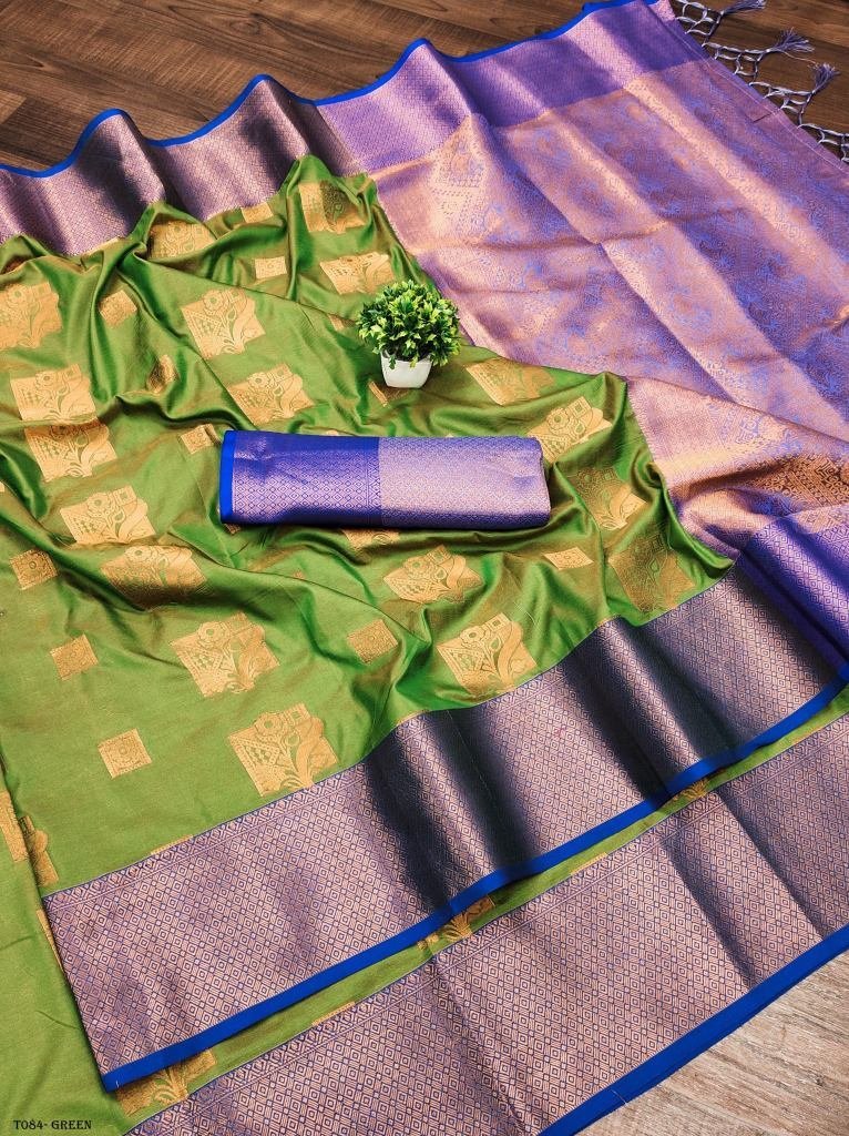 special wear green soft silk s 1718622880 Special Wear Green Soft Silk Sarees With Design Border
