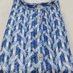 Square Print Cotton Blue Kurta Pajama Set With Gota Work