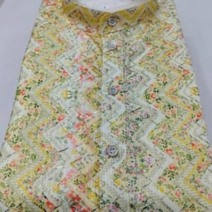 Square Print Cotton Green Kurta Pajama Set With Gota Work