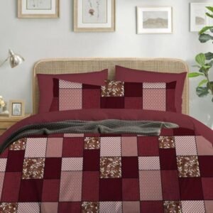 Square Print Cotton King Size Bed Sheet