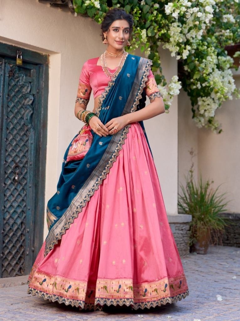 srividya designer jacquard sil 1748758386 Srividya Designer Jacquard Silk Paithani Lehenga Choli