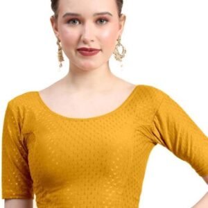 Stitched Cotton Round Neck Yellow Blouse